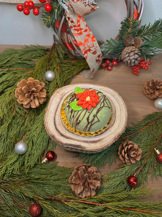 Chocolate ice cream with pistachio filling